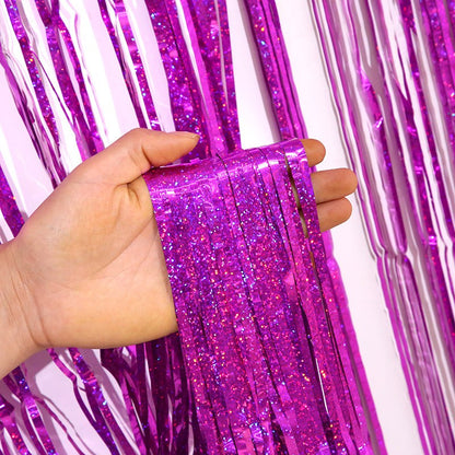 2M Glitter Pink Metallic Foil Tinsel Curtain Backdrop Birthday Wedding Bridal Shower Bachelorette Party Decor Adult Anniversary