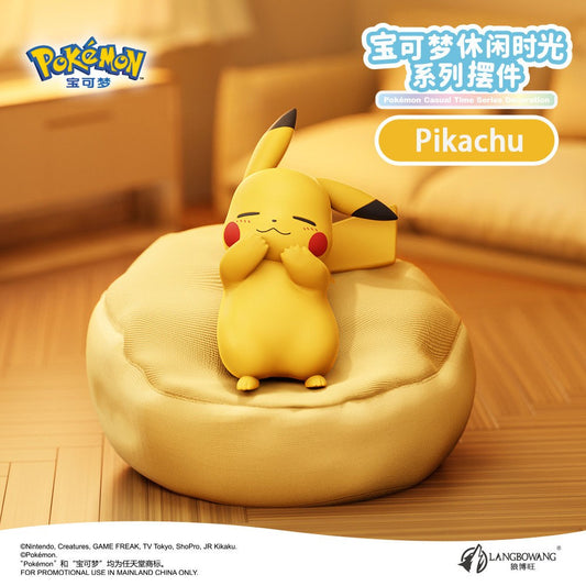 6 Styles New Pokemon Casual Time Pikachu Munchlax Slowpoke Rowlet Meowth Charmander Sleeping Anime Figures PVC Toys Kawaii