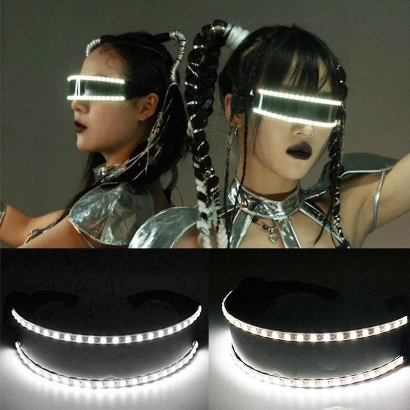 Cyberpunk Futuristic Luminous Glasses Rave Cyber light up Goggles LED glowing visor glasses for EDM music show props