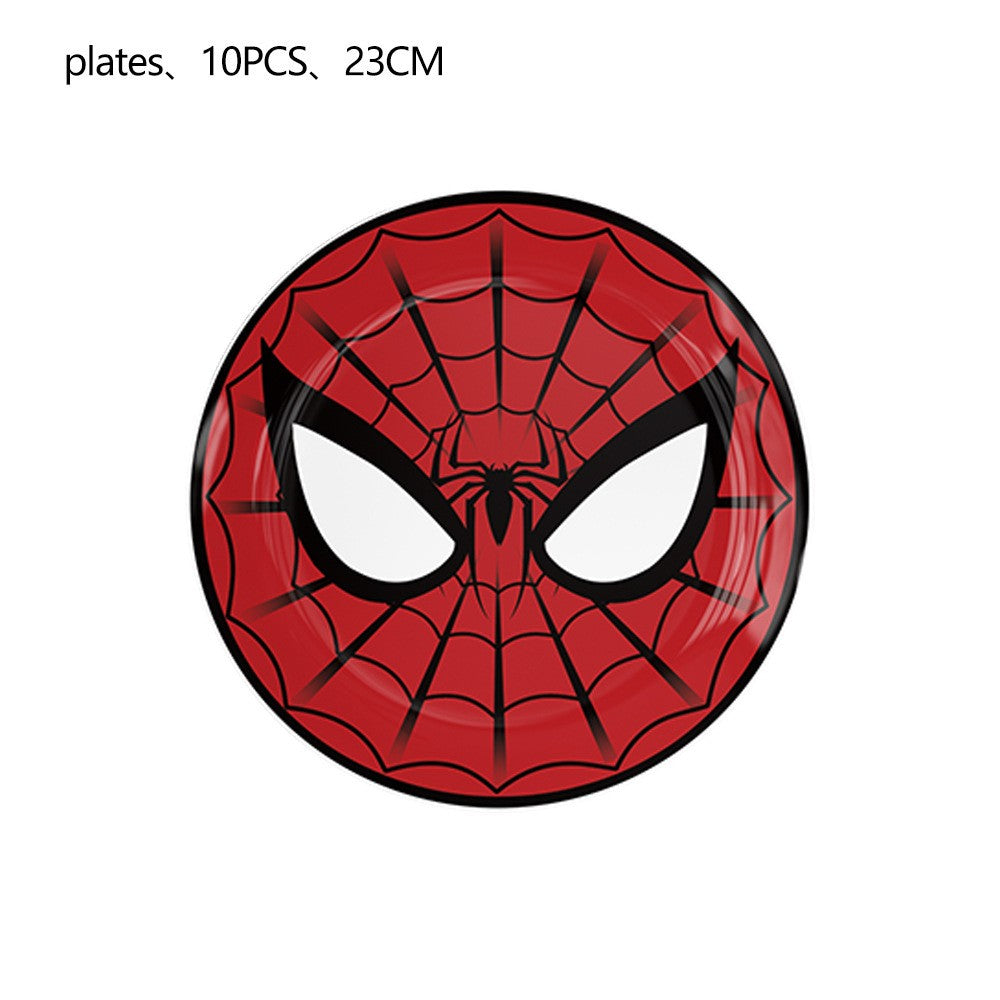 Mask Spider Hero Birthday Party Supplies Tableware Kit Plates Cups Tablecloth Backdrop Balloons Kids Party Decorations Favors