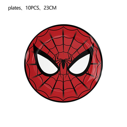 Mask Spider Hero Birthday Party Supplies Tableware Kit Plates Cups Tablecloth Backdrop Balloons Kids Party Decorations Favors