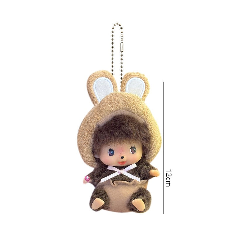 Kawaii Monchichi Doll Figure Keychain Furry Chimutan Monchhichi Figurines Hanger Pendant Bags Charm Accessories Small Gift