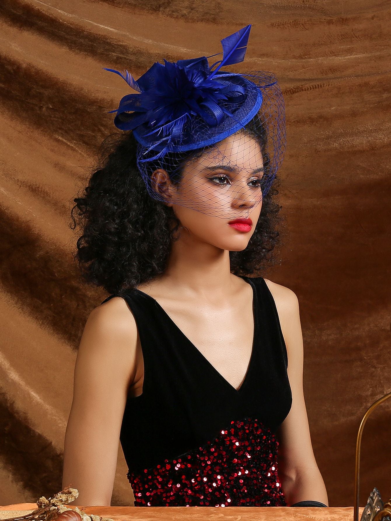 Chapéu Fascinator Fancy Feather Chapéu de Kentucky Derby Colorido Fancy Festa do Chá Tiara de Flores Chapéu Alto Feminino Chapéu de Igreja com Véu