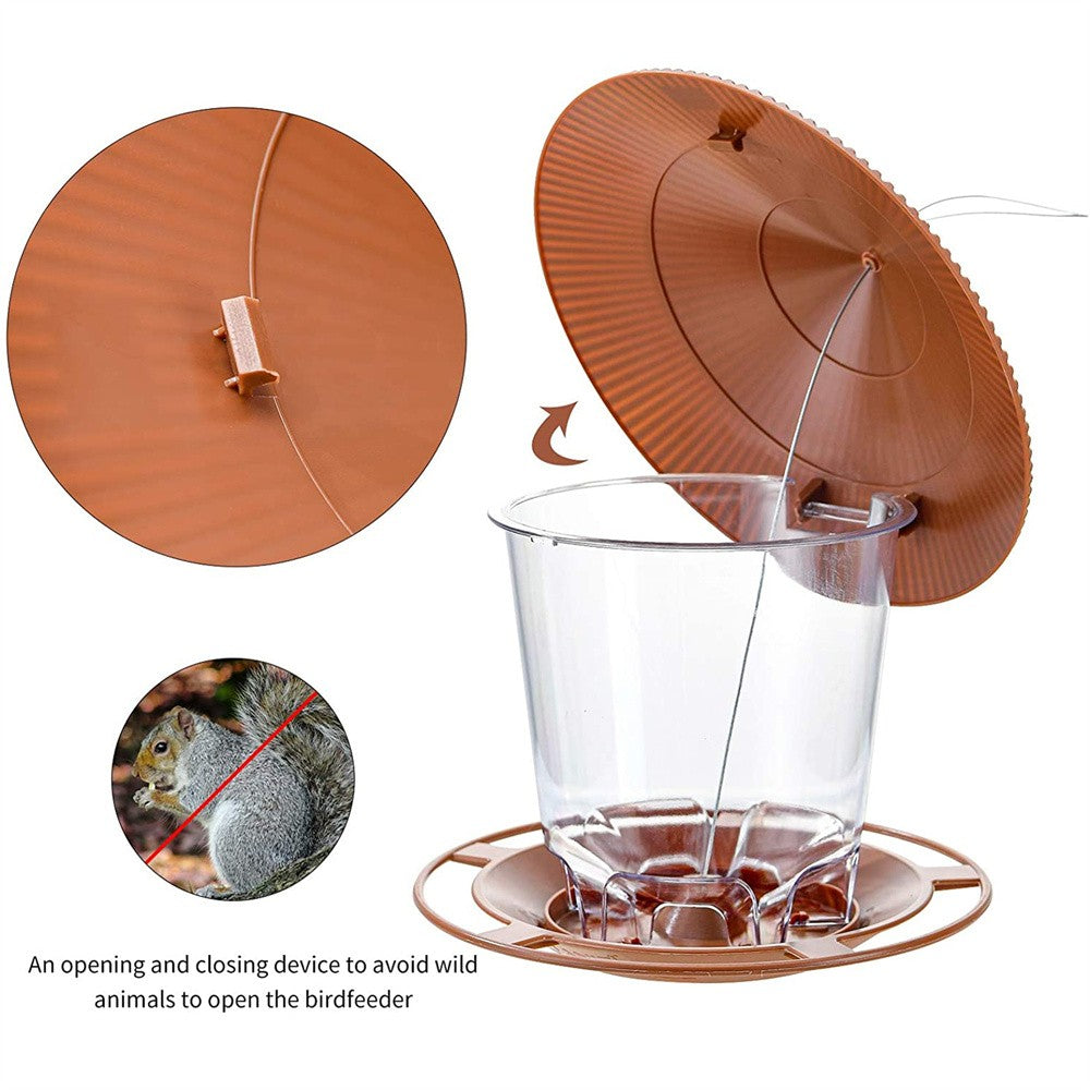 Alimentador Automático de Pássaros com Alimentação por Pé, Ferramenta de Alimentação Externa, Alimentador de Pássaros Suspenso para Castanhas, Dispensador com Múltiplos Buracos, Recipiente para Alimentos