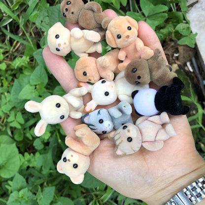 Forest Family Animal Figure Rabbit Bear Dog Panda Flocked Shaggy Figurine Monkey Model Toy For Kid