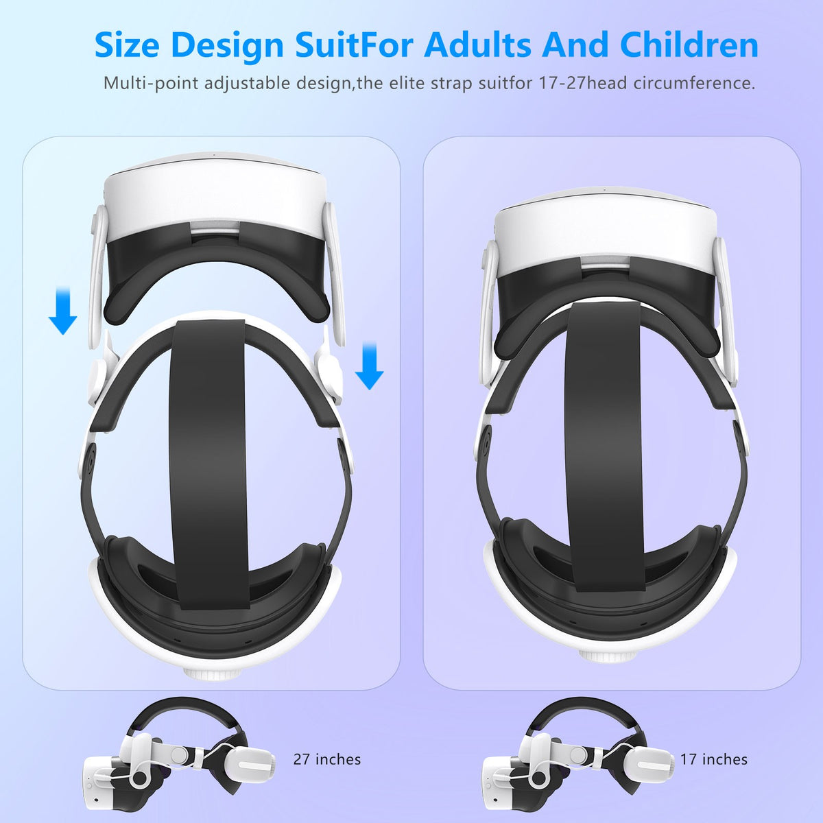 For Quest3S VR Headset 12000mAh Adjustable Charging Head Strap Elite Comfortable Accessory for Meta Quest3 Gaming Experience
