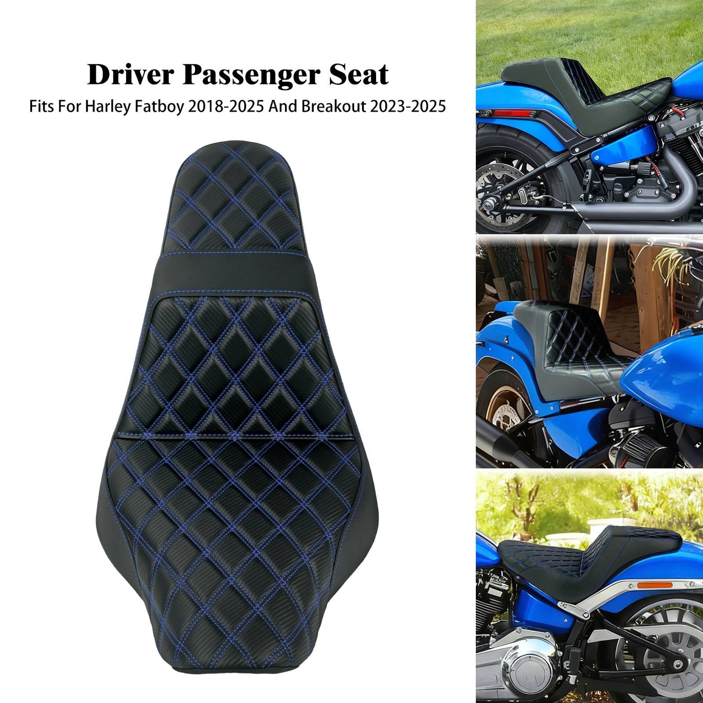 Banco do passageiro do motorista de duas pessoas da motocicleta Selim do piloto Banco dianteiro e traseiro para Harley Softail Fat Boy 2018-2025 Breakout FXBR 2023-25