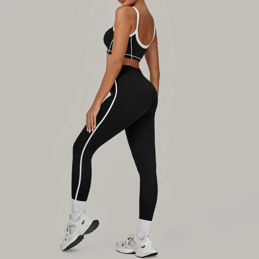 Yoga Suit Sports Fitness High Waist Peach Hip Tight Removable Padding Sports Bra Outfit Running Workout Clothes Gym Leggings Set