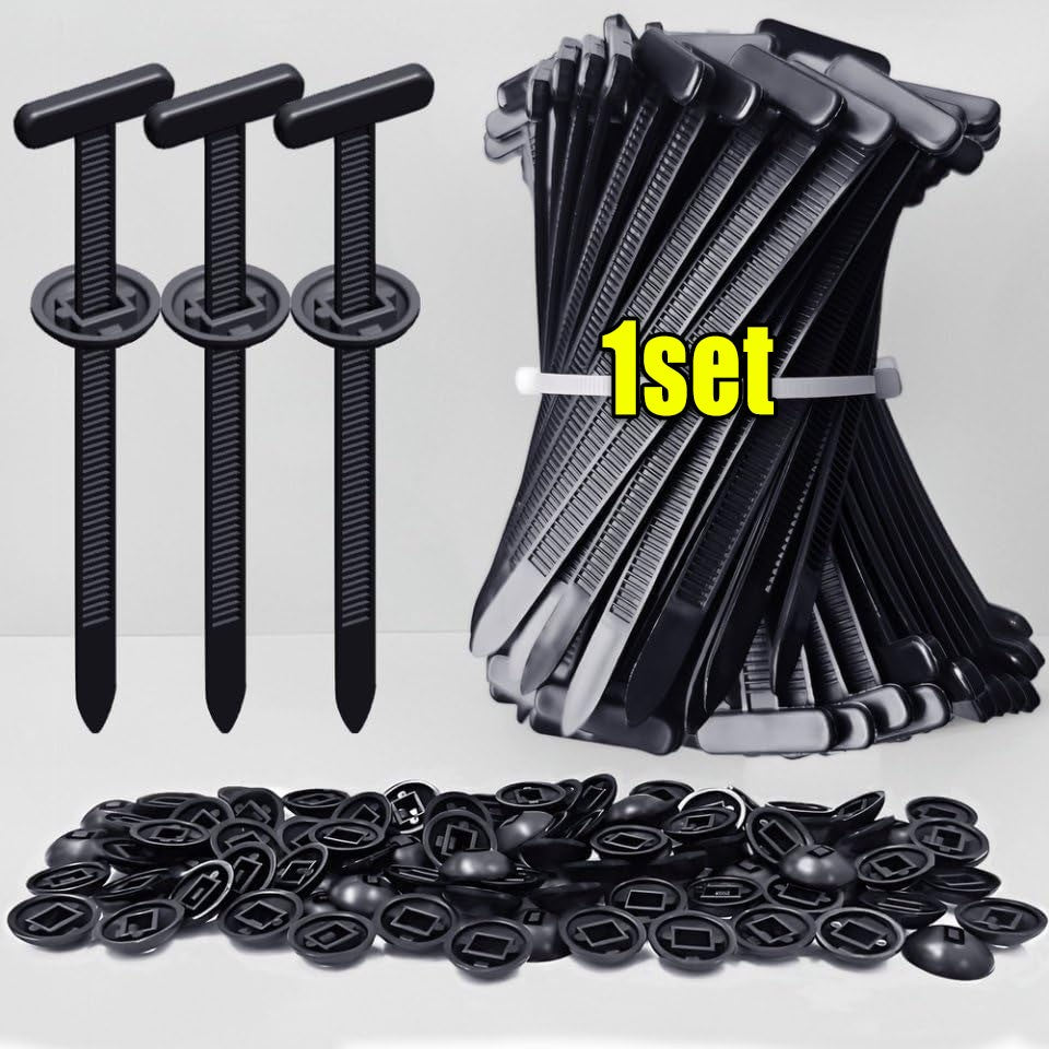 1000-100set Self-locking Nylon Universal Cable Tie Buckle Heavy Duty Zip Ties with Pin & Button Car Daily Repair Fastening Strap