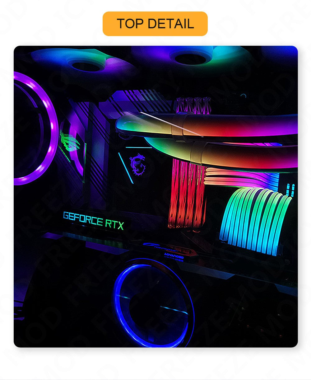 Painel Lateral FREEZEMOD Mini VGA com Luz 5V 3PIN A-RGB Placa Gráfica Luminosa Placa de Identificação Painel de Luz Decorativo para Gabinete PC AURA SYNC
