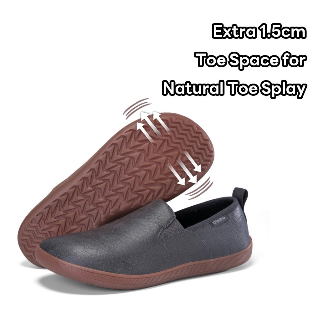 Oiaano  Wide Toe Men Minimalist Shoes  Comfortable Sneakers Leather Casual Shoes Black Slip On Leisure Loafers  Drive  Office