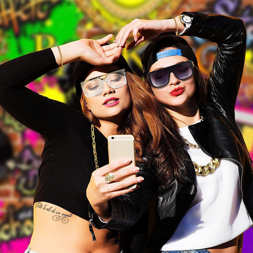 80s 90s Costume Outfit Set Big Gold Chain 80s/90s Rapper Accessories Glasses Bracelet Hip Hop Fancy Dress Costumes for Men Women