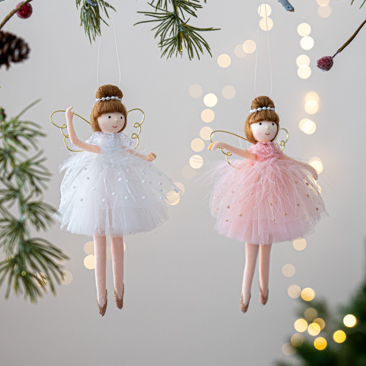 Christmas chiffon dress angel girl doll decoration Christmas tree pendant hanging decoration family New Year decoration