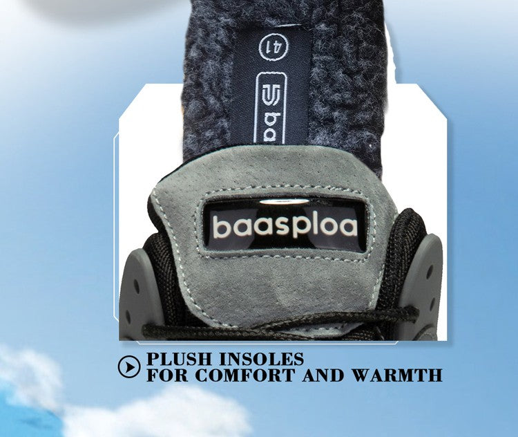 Baasploa Winter Men Leather Sneakers Casual Fashion Waterproof Sport Shoes For Man Plush Warm Male Sneakers Non-Slip Outdoor
