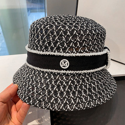 Chapéu de Pescador Vazado Respirável Coreano, Chapéu Tipo Bacia Personalizado, Chapéu Bucket Diamantado da Moda para Passeios de Verão Femininos