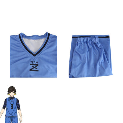 Anime Bachira Meguru Cosplay Costume Football Jersey Sportswear Blue Uniform Bodysuit Halloween Christmas Party Outfit