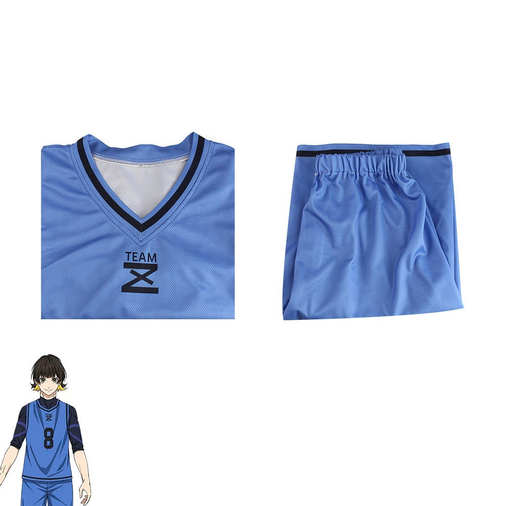 Anime Bachira Meguru Cosplay Costume Football Jersey Sportswear Blue Uniform Bodysuit Halloween Christmas Party Outfit