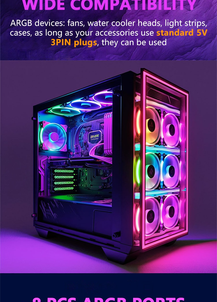 Nollie SignalRGB OpenRGB Universal 5V 3PIN ARGB Asynchronous Controller HUB For Computer PC Case Cooling Fans Light Strip