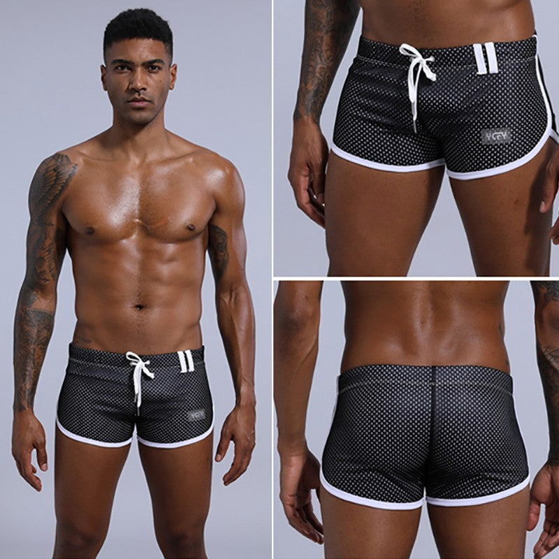 Brand Designer Men's Mesh Beathable Home Flat Pants Boxer Underwear Aro pants Breathable Pure Loose Fitting Underpants For Male