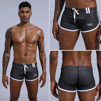 Brand Designer Men's Mesh Beathable Home Flat Pants Boxer Underwear Aro pants Breathable Pure Loose Fitting Underpants For Male