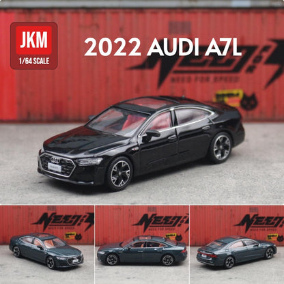 JKM 1/64 Audi A8 A7 Modelo Miniatura 1:64 Carro de Brinquedo Premium Roda Livre Coleção de Liga Fundida Adequado para Hot Wheels Mini GT