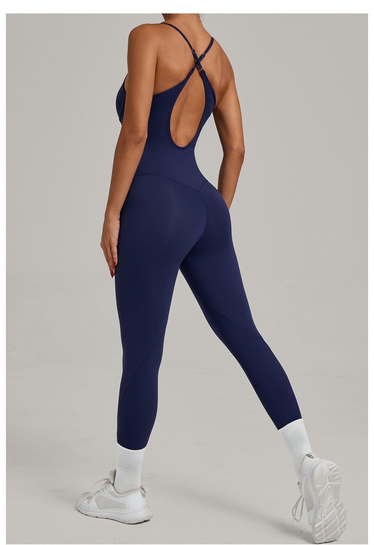 JUREN Fitness Jumpsuit Women Tracksuit Sports Playsuit Running One Piece Yoga Suit Scrunch Backless Set Rompers Gym Clothes
