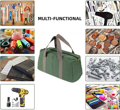 Wide Mouth Tool Bag, Canvas Tool Bag, Heavy Duty Tool Storage Bag, Large Capacity Tool Tote Bag for Electricians, Power