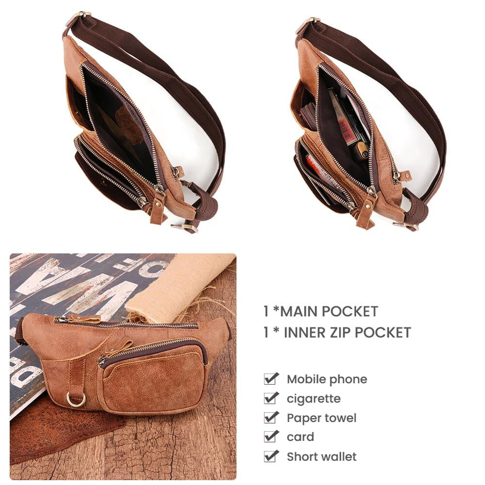 Genuine Leather Waist Bag Men Women's Belt Bag Casual Waist Packs  for Phone Pouch Travel Chest Bag Crossboby Shoulder Bag