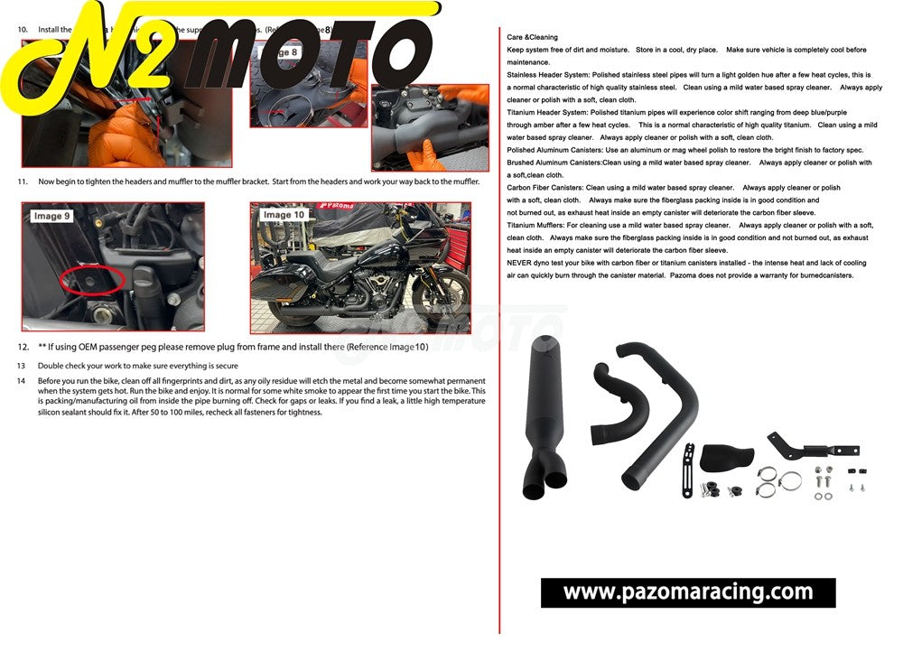 For Harley Softail Low Rider EI Diablo ST FXLRST FXRST 117 2022-2024 2-In-1 Full Length Exhaust System Stepped Head Muffler Pipe