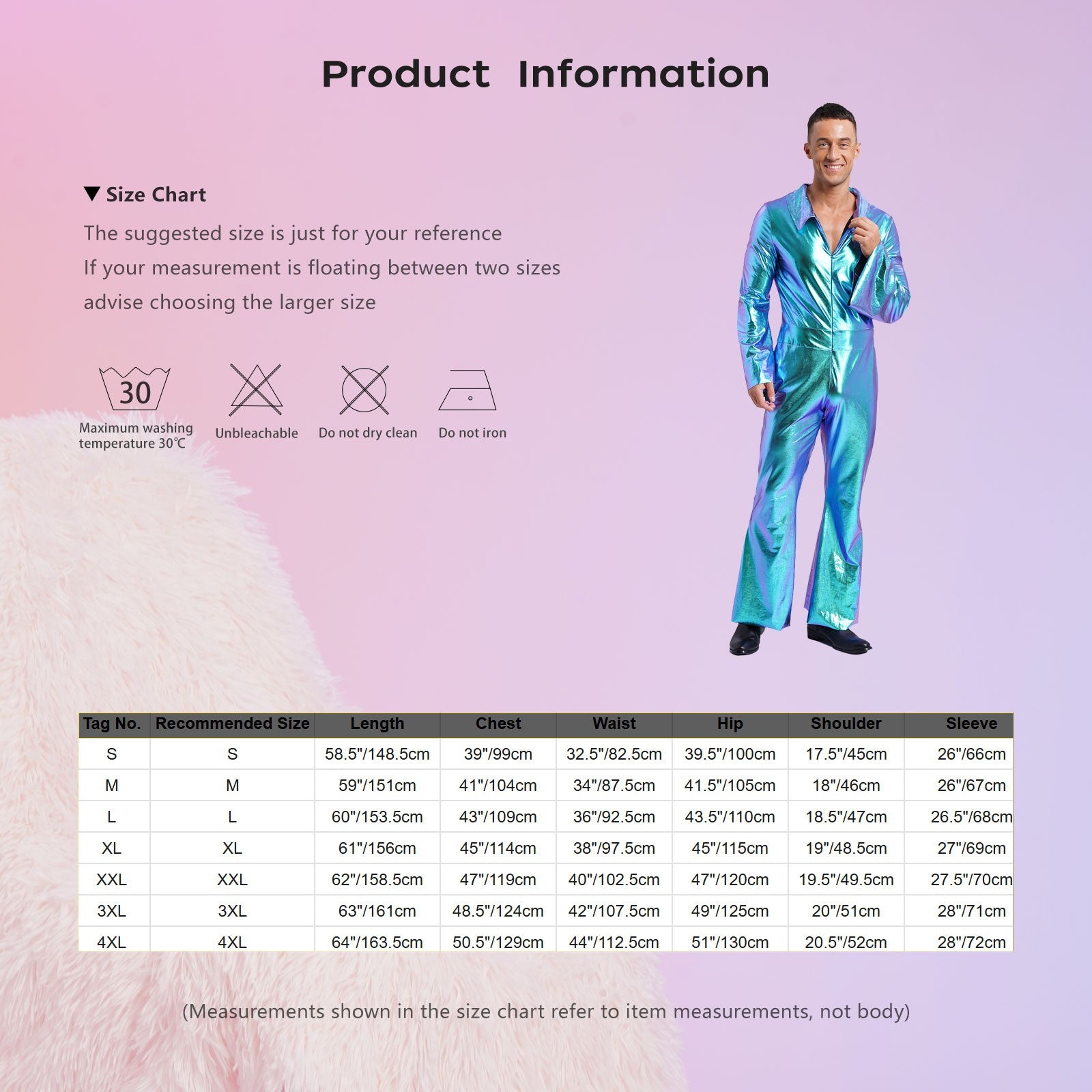 Men Bell Bottom Pants Jumpsuit Rompers Vintage 80s Disco Hippie Costume for Rock Jazz Dancewear Musical Theme Party Dress-up