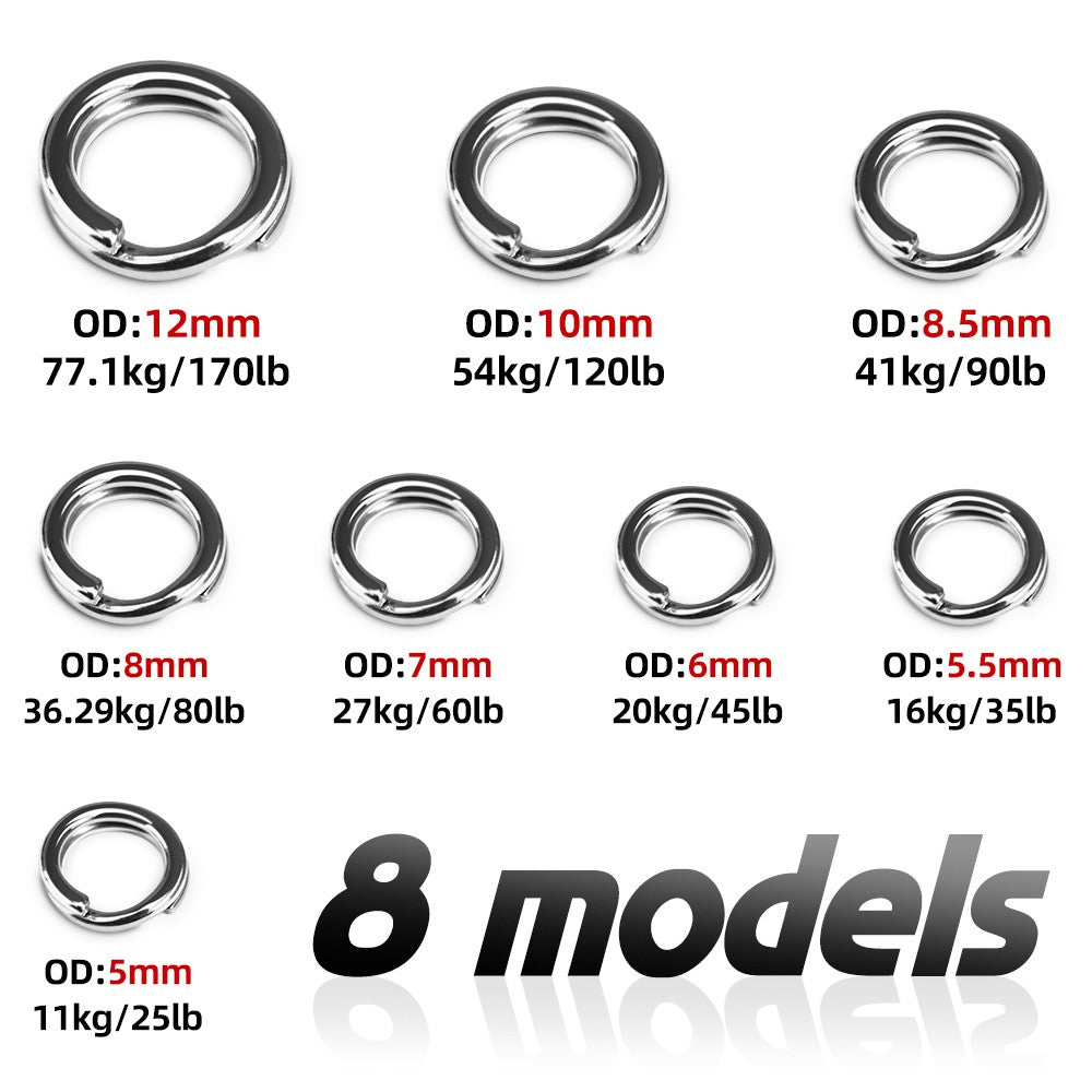 MEREDIT Anel dividido de aço inoxidável 50 unidades Acessórios de anel dividido oval duplo para pesca de carpas e robalos, anzóis, iscas e giradores