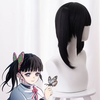 Demon Slayer Kimetsu no Yaiba Peruca Cosplay Kanao Tsuyuri Rabo de Cavalo Curto Fibra Sintética Resistente ao Calor Touca de Peruca Completa Anime