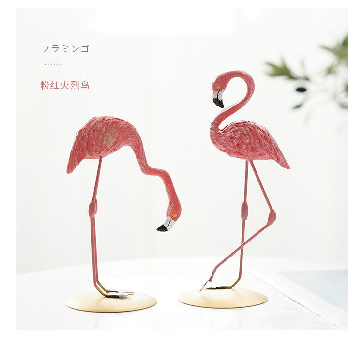 Nordic Home Decor Accessories Creative Resin Flamingo Figurines Pink Sculpture Animal Model Living Room Desktop Ornament Crafts