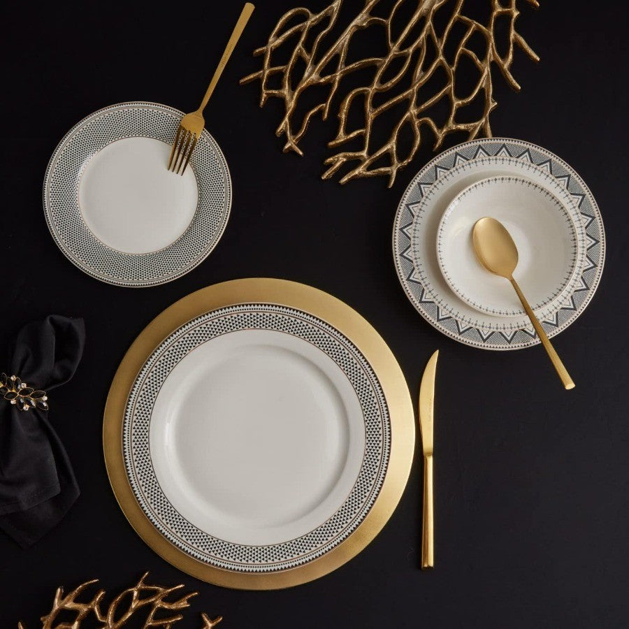 Aparelho de Jantar Globe de 24 Peças para 6 Pessoas, Conjunto de Louça de Cozinha para Salada, Sopa, Massa, Macarrão e Mais, Louça de Porcelana Moderna e Chique