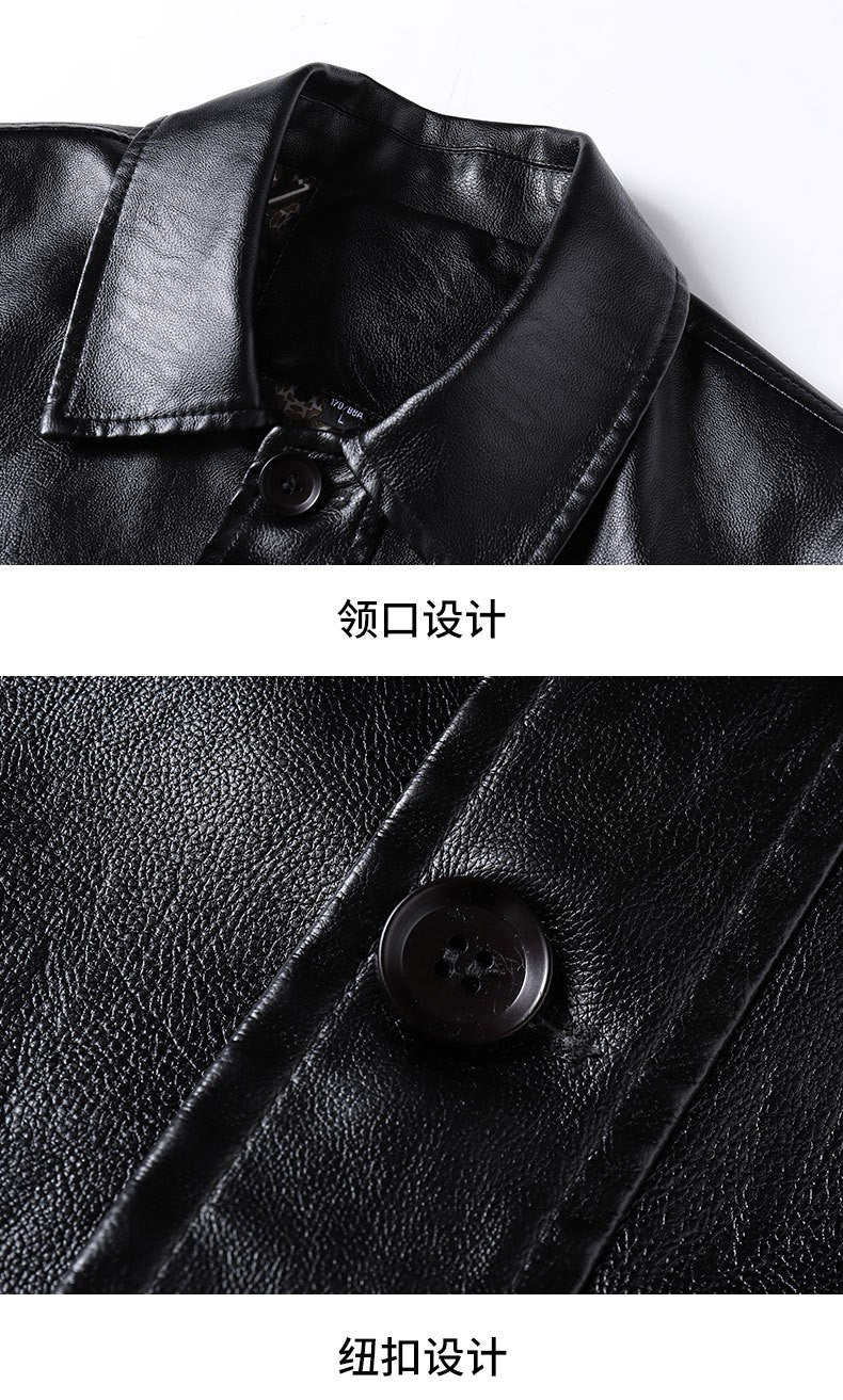 2025 Men's Soft PU Leather Jackets Business Office Coats Breathable Solid Male Faux Leather Jackets Warm Outerwear Plus Size 7XL