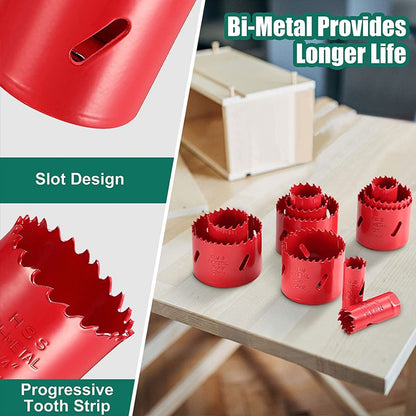 Kit de Serra Copo Bi-Metálica com Brocas e Mandril para Metal, PVC e Plástico - Ferramenta DIY