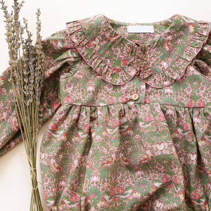 Vintage Floral Baby Girl Romper Spring Baby Girl Clothes For Wedding Party