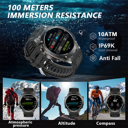 Smartwatch GUHUAVMI IOS Ultra GPS 2025 Novo à prova d'água 10ATM Bússola GNSS de banda dupla integrada Esportivo Militar Masculino Pulseira para NATAÇÃO