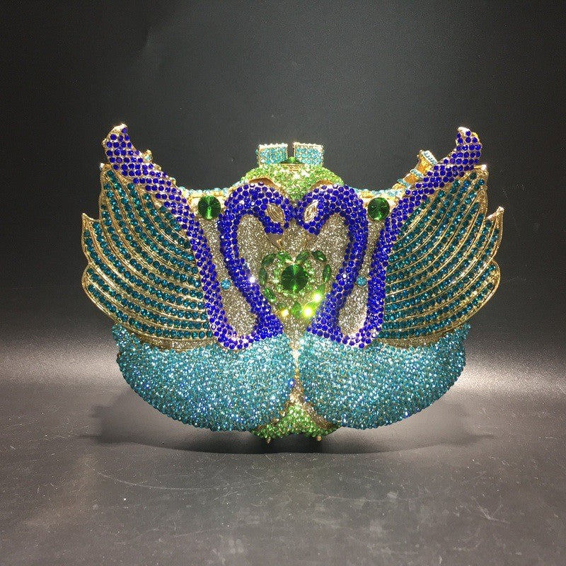 XIYUAN Pink/Black/Blue/Gold Crystal Evening Clutches Bag Hollow Out Women Metal Clutch Purse Wedding Party Prom Dinner Handbag