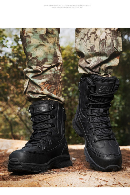 Botas masculinas de caminhada, combate ao ar livre, táticas casuais, versáteis e da moda