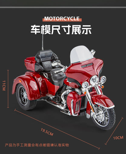 1:9 Harley D-vTRI GLIDE ULTRA Triciclo de Luxo em Liga Fundida Modelo de Motocicleta com Som e Luz Coleção Decoração Presente Caixa