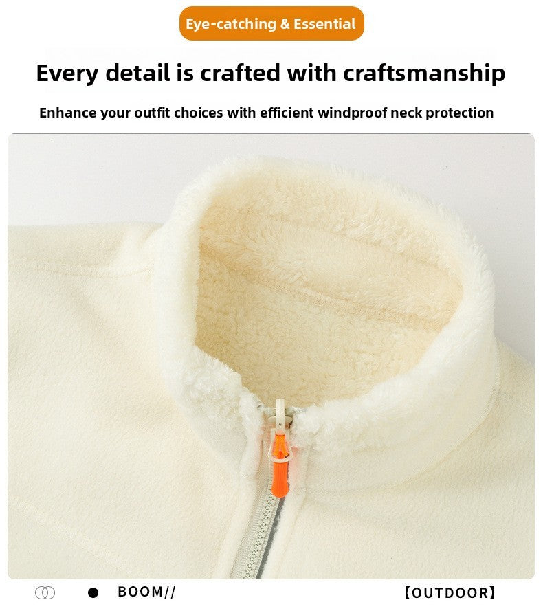 Plus Size Women's Autumn Winter Thickened Double-sided Fleece Hooded Jacket Zipper Long Sleeve Warm Outerwear Casual Style Sh...