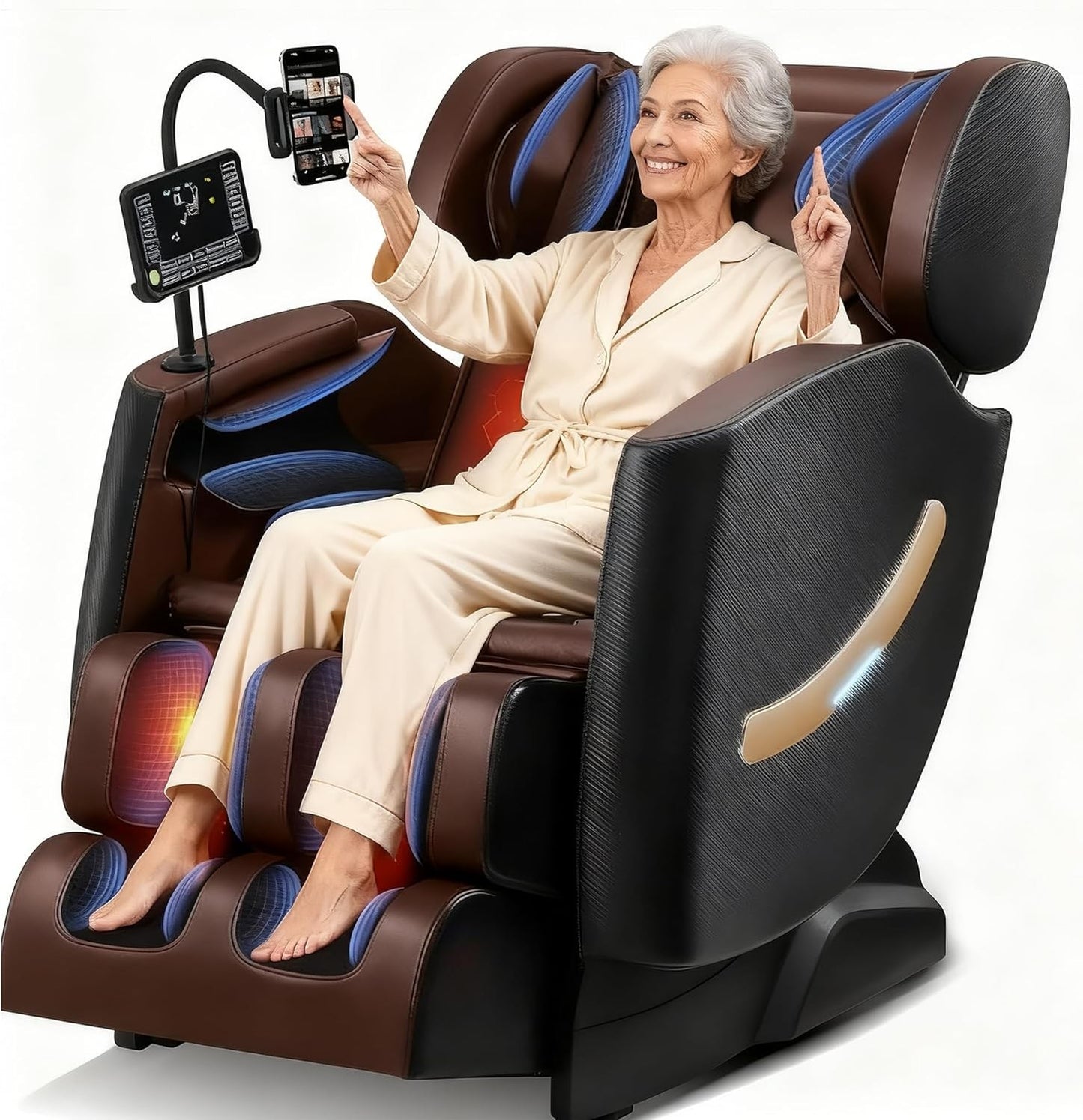 2025 Massage Chair, Zero Gravity Massage Chair Full Body Recliner w/Heat Therapy, 10 Fix Rollers, 20 Airbag, 6 Auto Mode, Extend