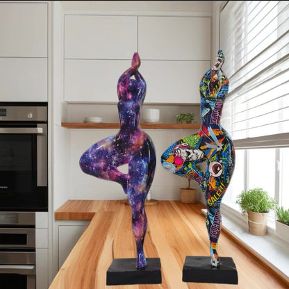 Europe Resin Decoration Home Wine Cabinet Ornaments Action Figures Statue Graffiti Yoga Weight Loss Woman Living Room Decor New
