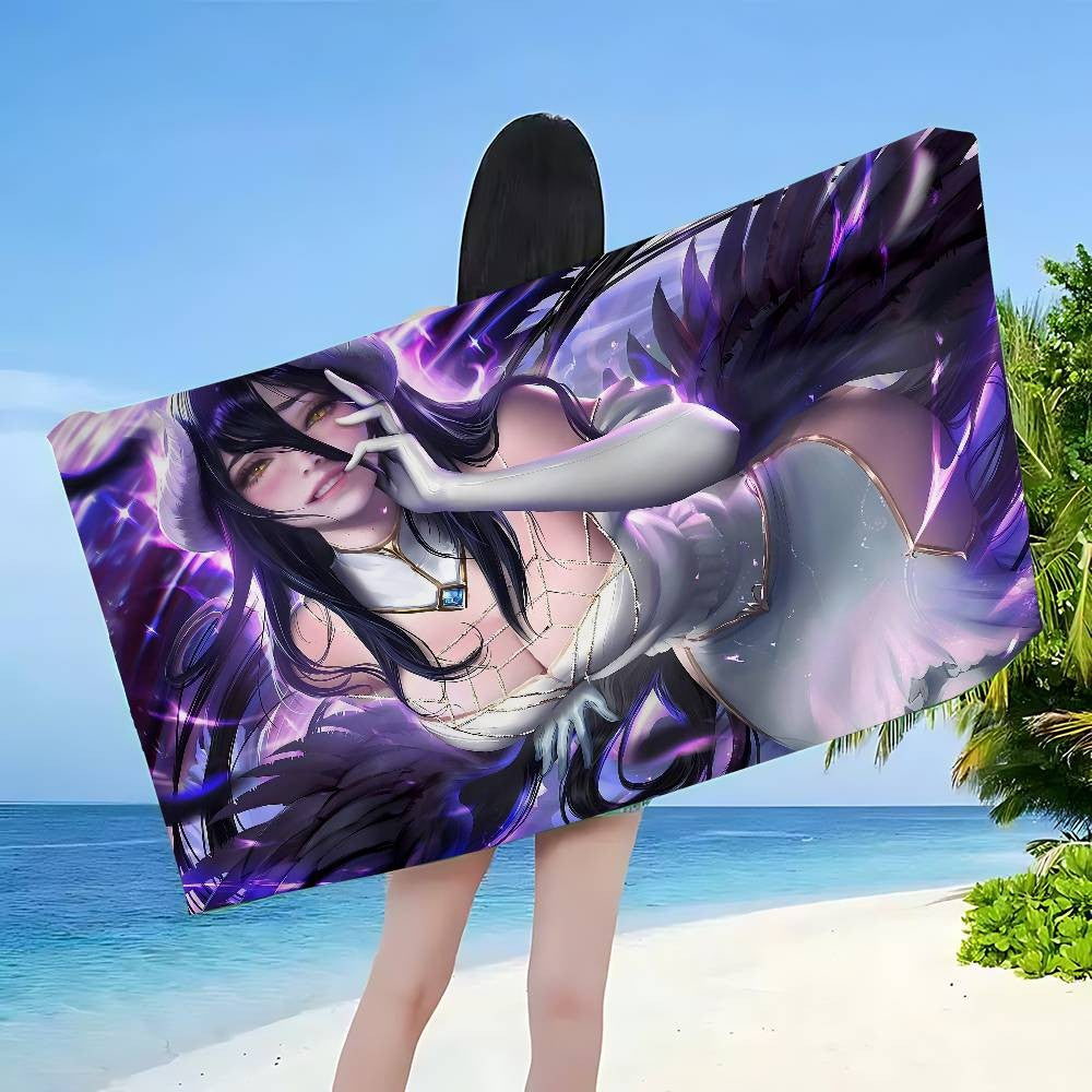 Gamer Albedo Anime Sexy Girls Anime Beach Swimming Towel Soft Absorbent Washcloth Children's Gifts For Kids Travel Camping Gym