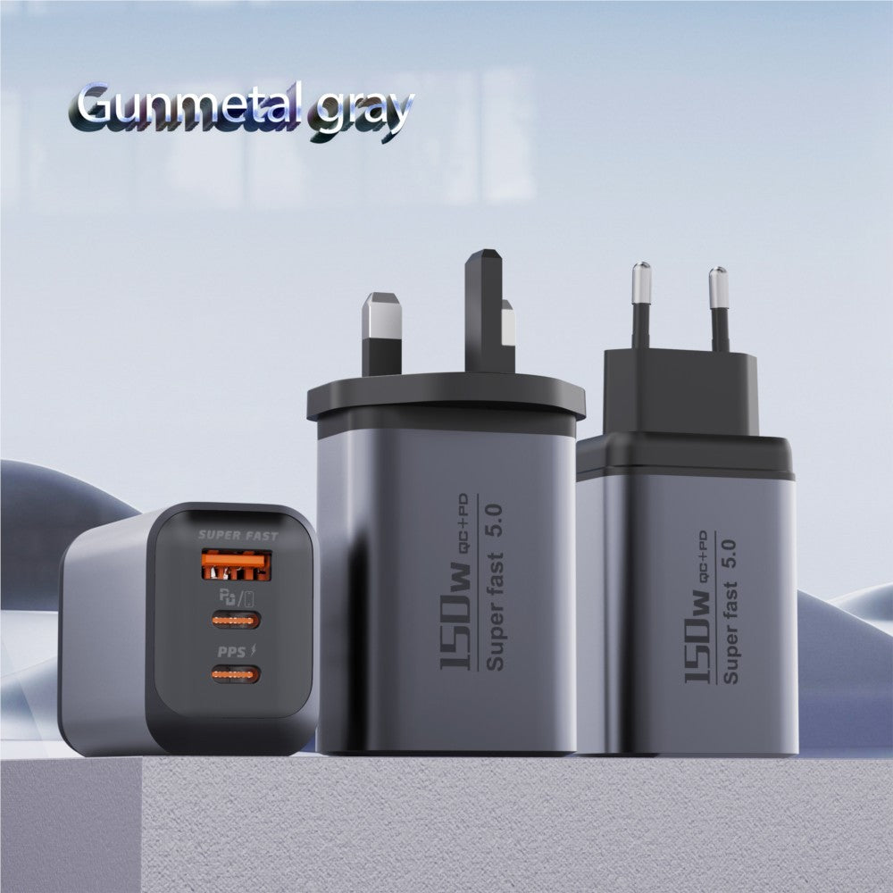 150W Fast Charging 3 Ports Mobile Phone Charger QC3.0 USB Type C Chargers Dual PD USB Wall Adapter EU/US Plug for iPhone Samsung