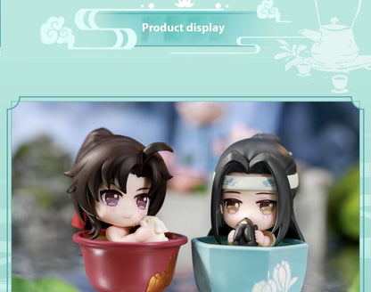 Mo Dao Zu Shi Versão Q Oficial de "Jade Cup Flowing Light" Wei Wuxian Lan Wangji Anime Periférico Enfeites Action Figurine