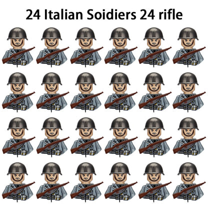 Brinquedos de blocos de montar para crianças: Modelos de Mini Armas de Exército Nacional de Guerra de Soldados de Infantaria da Segunda Guerra Mundial