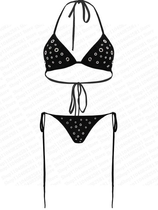 Y2k Gothic tight corset from the 2000s backless  sleeveless hot and spicy Emo girl crop top summer bikini set beach vest party