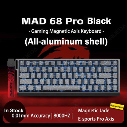 Teclado Gamer Switch Magnético MADLIONS MAD 60/68HE Com Fio Drive Web Custom 8K 61/68 Retorno RT Ajustável Hot Swap